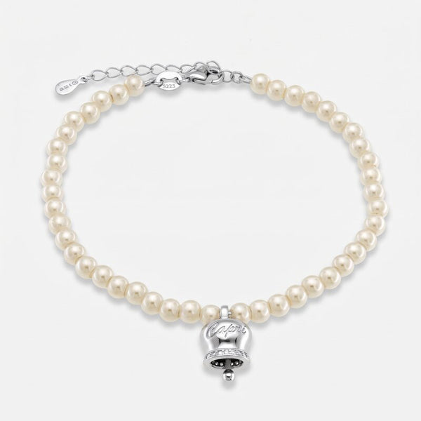 Bracciale in Argento 925 con perle e campanella Capri