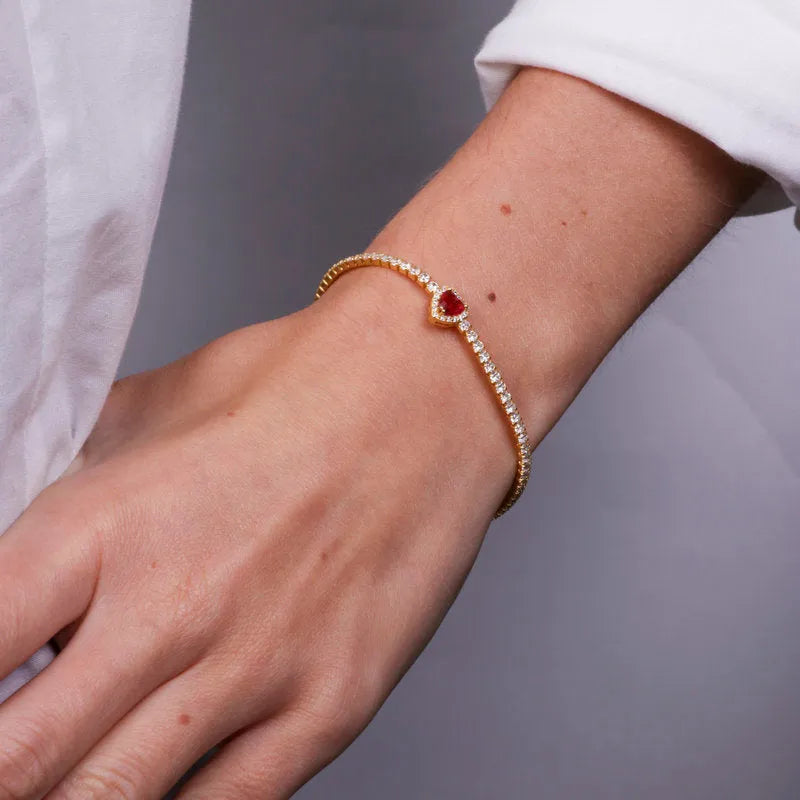 Bracciale in Argento 925 con cuore blu impreziosito da zirconi - BYSIMON gioielli
