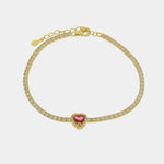 Bracciale in Argento 925 con cuore blu impreziosito da zirconi - BYSIMON gioielli