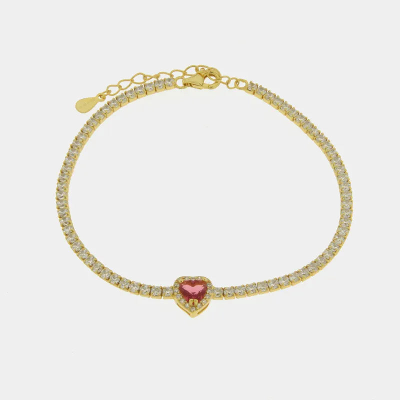 Bracciale in Argento 925 con cuore blu impreziosito da zirconi - BYSIMON gioielli