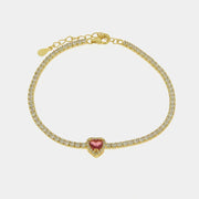 Bracciale in Argento 925 con cuore blu impreziosito da zirconi