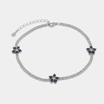 Bracciale in Argento 925 con fiori blu e zirconi - BYSIMON gioielli