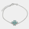 Bracciale in Argento 925 fiore turchese multifilo con zirconi