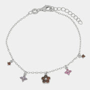 Bracciale in Argento 925 con fiori amaranto