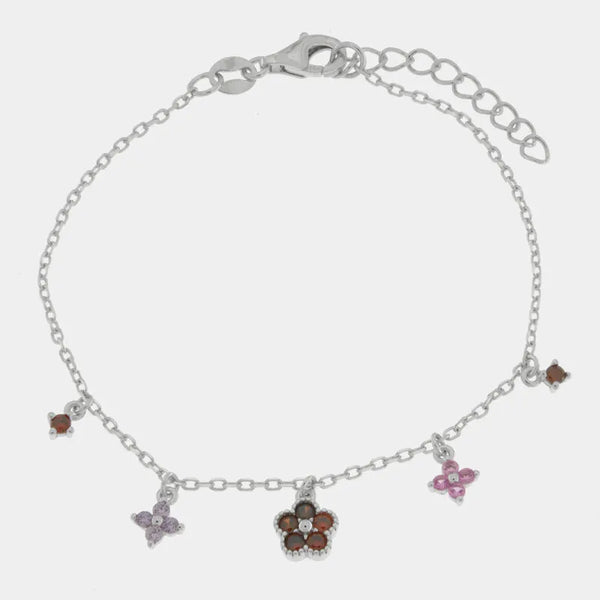 Bracciale in Argento 925 con fiori amaranto - BYSIMON gioielli