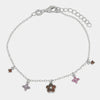 Bracciale in Argento 925 con fiori amaranto