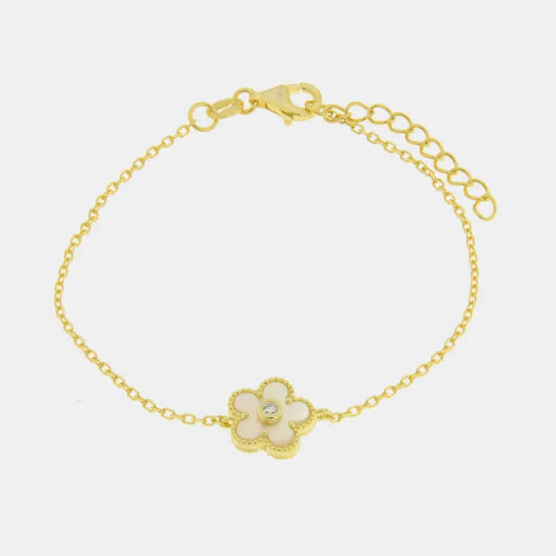 Bracciale in Argento 925 con fiore in madreperla BYSIMON - gioiello BySimon