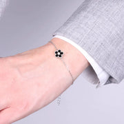 Bracciale in Argento 925 con fiore nero e zirconi