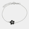 Bracciale in Argento 925 con fiore nero e zirconi