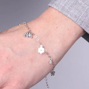 Bracciale in Argento 925 con fiori pendenti