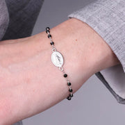 Bracciale in Argento 925 croce, madonna e perle nere