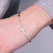 Bracciale in Argento 925 croce con perle nere