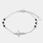 Bracciale in Argento 925 croce con perle nere - BYSIMON gioielli