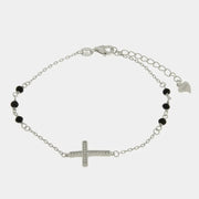 Bracciale in Argento 925 croce con perle nere