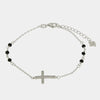 Bracciale in Argento 925 croce con perle nere