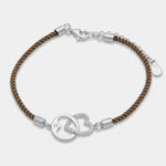 Bracciale in Argento 925 con cuori intrecciati e cordino - BYSIMON gioielli