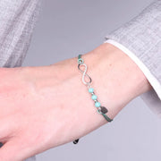 Bracciale in Argento 925 cordino verde con infinito