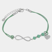 Bracciale in Argento 925 cordino verde con infinito