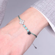 Bracciale in Argento 925 cordino verde e quadrifoglio