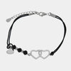 Bracciale in Argento 925 cuori intrecciati e cordino nero