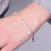Bracciale in Argento 925 con stella marina, cavalluccio, pesciolino, tartaruga