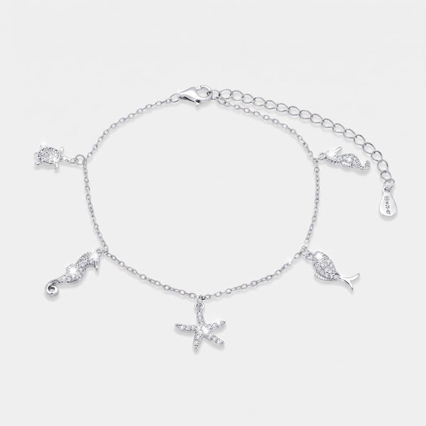 Bracciale in Argento 925 con stella marina, cavalluccio, pesciolino, tartaruga - BYSIMON gioielli