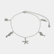 Bracciale in Argento 925 con stella marina, cavalluccio, pesciolino, tartaruga