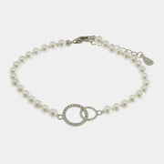 Bracciale in Argento 925 con cerchi intrecciati e perle