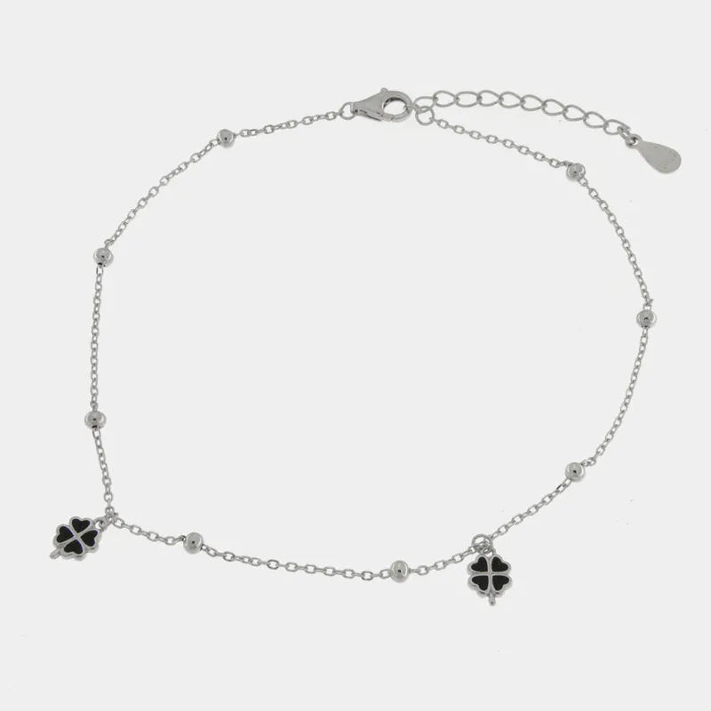 Bracciale in Argento 925 con quadrifoglio nero BYSIMON - gioiello BySimon