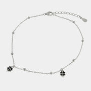 Bracciale in Argento 925 con quadrifoglio nero