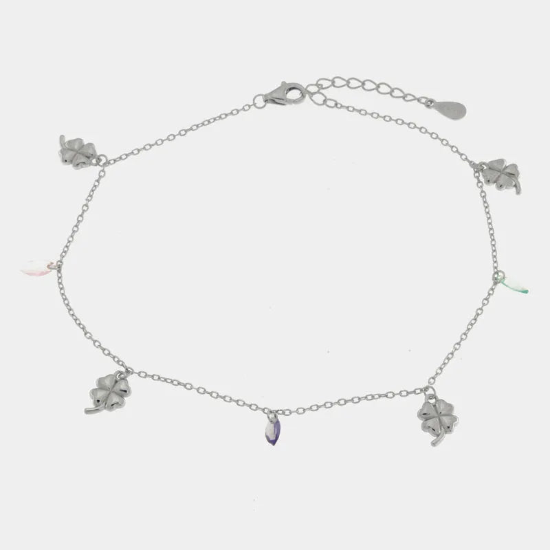 Bracciale in Argento 925 quadrifogli pendenti - BYSIMON gioielli