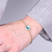 Bracciale in Argento 925 con quadrato blu  a catena
