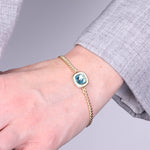 Bracciale in Argento 925 con quadrato blu a catena SIMEONE - gioiello BySimon
