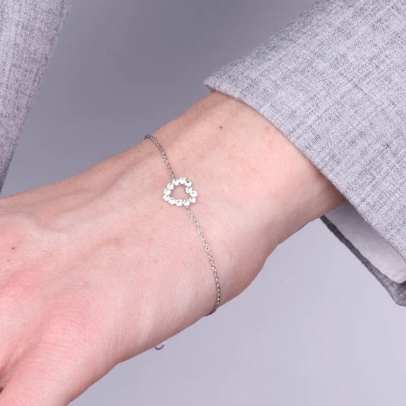 Bracciale in Argento 925  con cuore impreziosito da cristalli