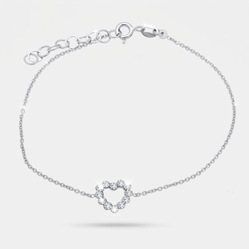 Bracciale in Argento 925  con cuore impreziosito da cristalli - BYSIMON gioielli