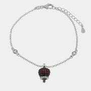 Bracciale in Argento 925 campanella con zirconi rossi
