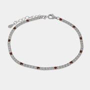 Bracciale in Argento 925 tennis con zirconi trasparenti e rossi