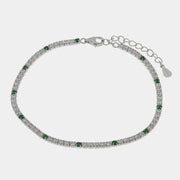 Bracciale in Argento 925 tennis con zirconi trasparenti e verdi