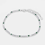Bracciale in Argento 925 tennis con zirconi trasparenti e verdi - BYSIMON gioielli