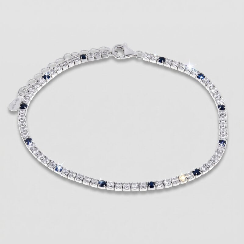 Bracciale in Argento 925 tennis con zirconi trasparenti e blu - BYSIMON gioielli