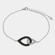 Bracciale in Argento 925 gocce intrecciate con smalto nero e zirconi