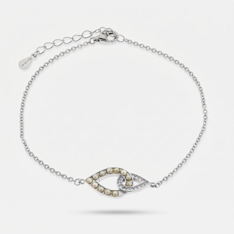 Bracciale in Argento 925 gocce intrecciate con zirconi - BYSIMON gioielli