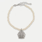 Bracciale in Argento 925 con perle e campanella zirconata