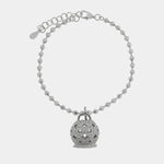 Bracciale in Argento 925 con campanella impreziosita da zirconi