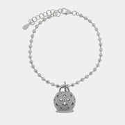 Bracciale in Argento 925 con campanella impreziosita da zirconi