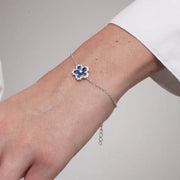 Bracciale in Argento 925 fiore blu
