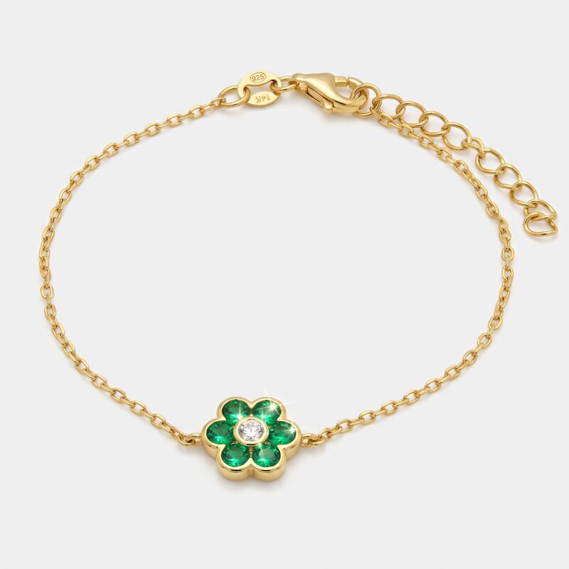 Bracciale in Argento 925 fiore verde - BYSIMON gioielli