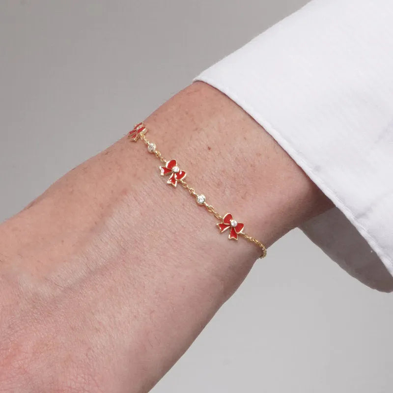 Bracciale in Argento 925 fiocchi rossi - BYSIMON gioielli