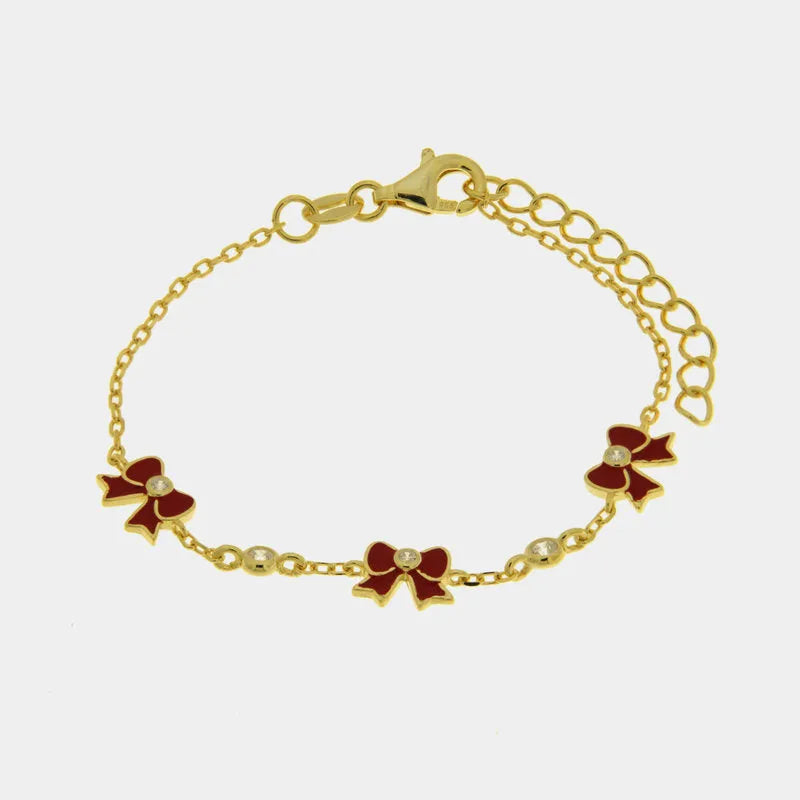 Bracciale in Argento 925 fiocchi rossi - BYSIMON gioielli