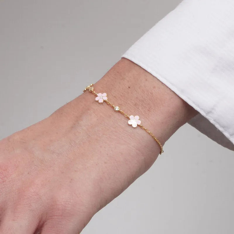 Bracciale in Argento 925 fiori rosa - BYSIMON gioielli